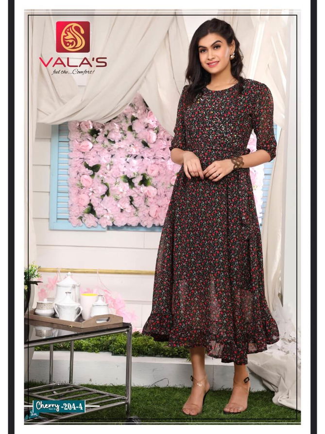 Valas Cherry 4 Stylish Designer Fancy Wear Georgette Kurti Collection